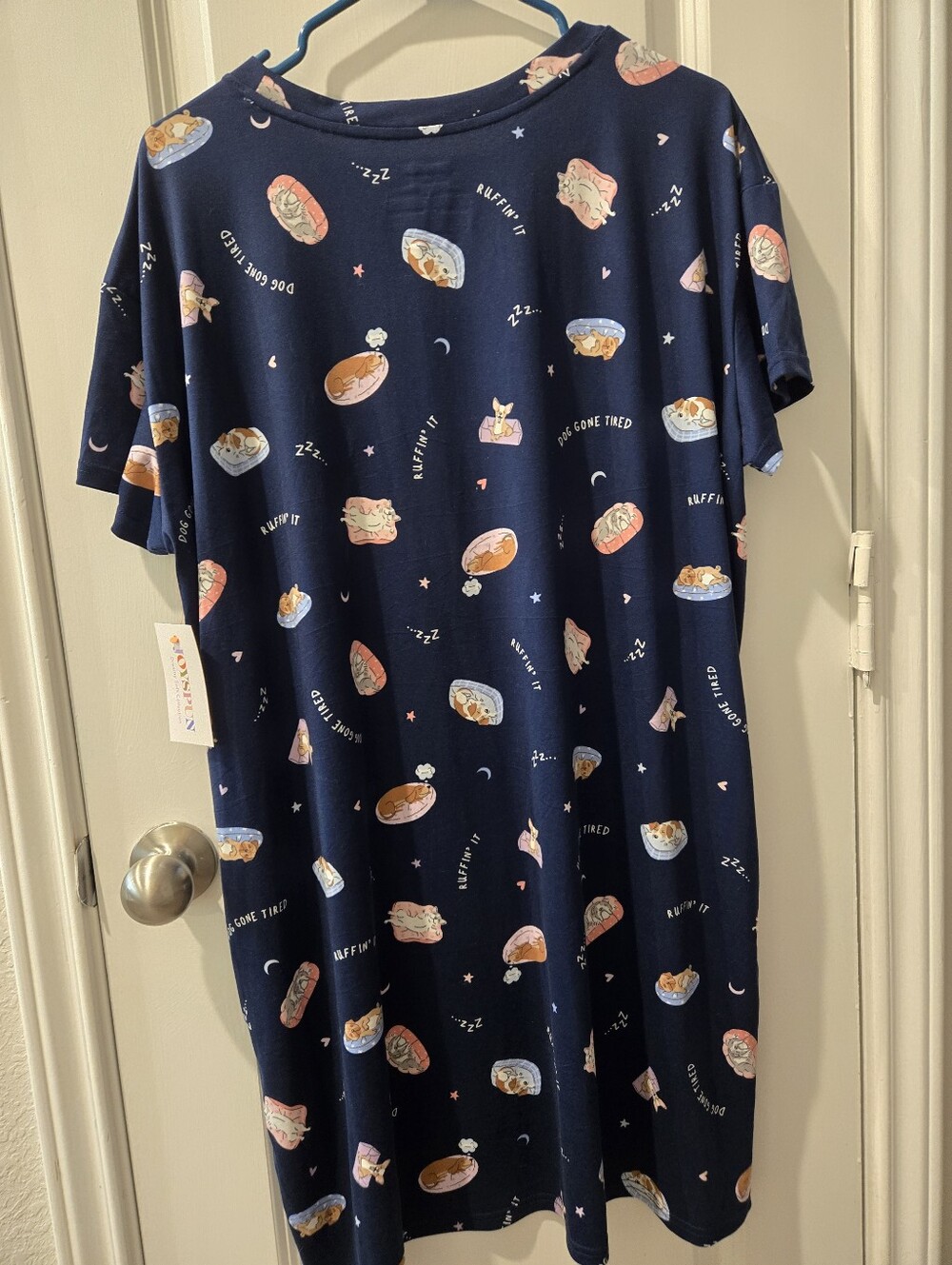 NWT Women's Joyspun Dogs Napping Nightgown With Pockets. L/XL. - Picture 2 of 5